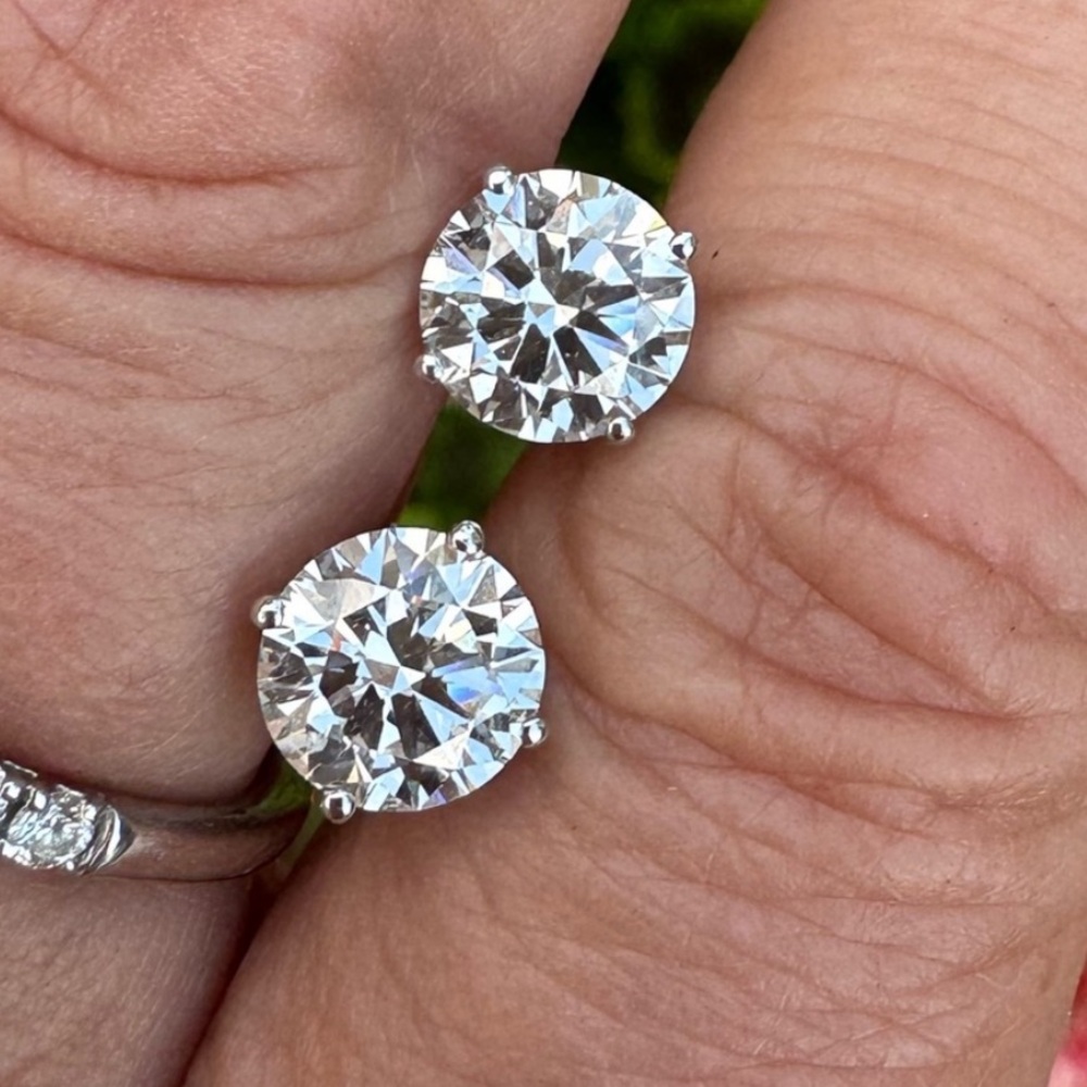 Platinum 3Ct Diamond Earrings F VS1 IDEAL CUT Lab Studs! TiffanyStyle FIRMPRICE!